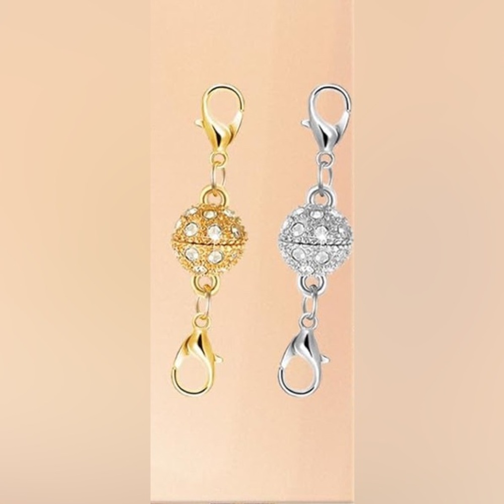 2 Magnetic Clasp For Easily Close/Open Necklace Or Bracelet.Gold color & Silver